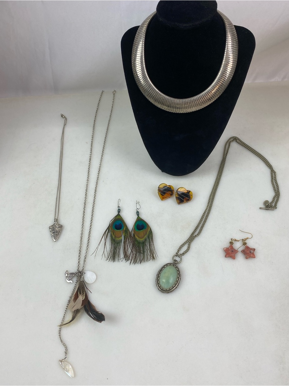 Nine West Silver-Tone Necklace with Mixed Pendant Set and Earrings